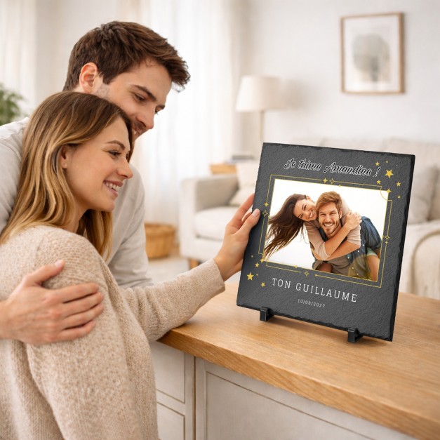 Pierre en ardoise personnalisée avec photo pour une épouse pour l'anniversaire de mariage