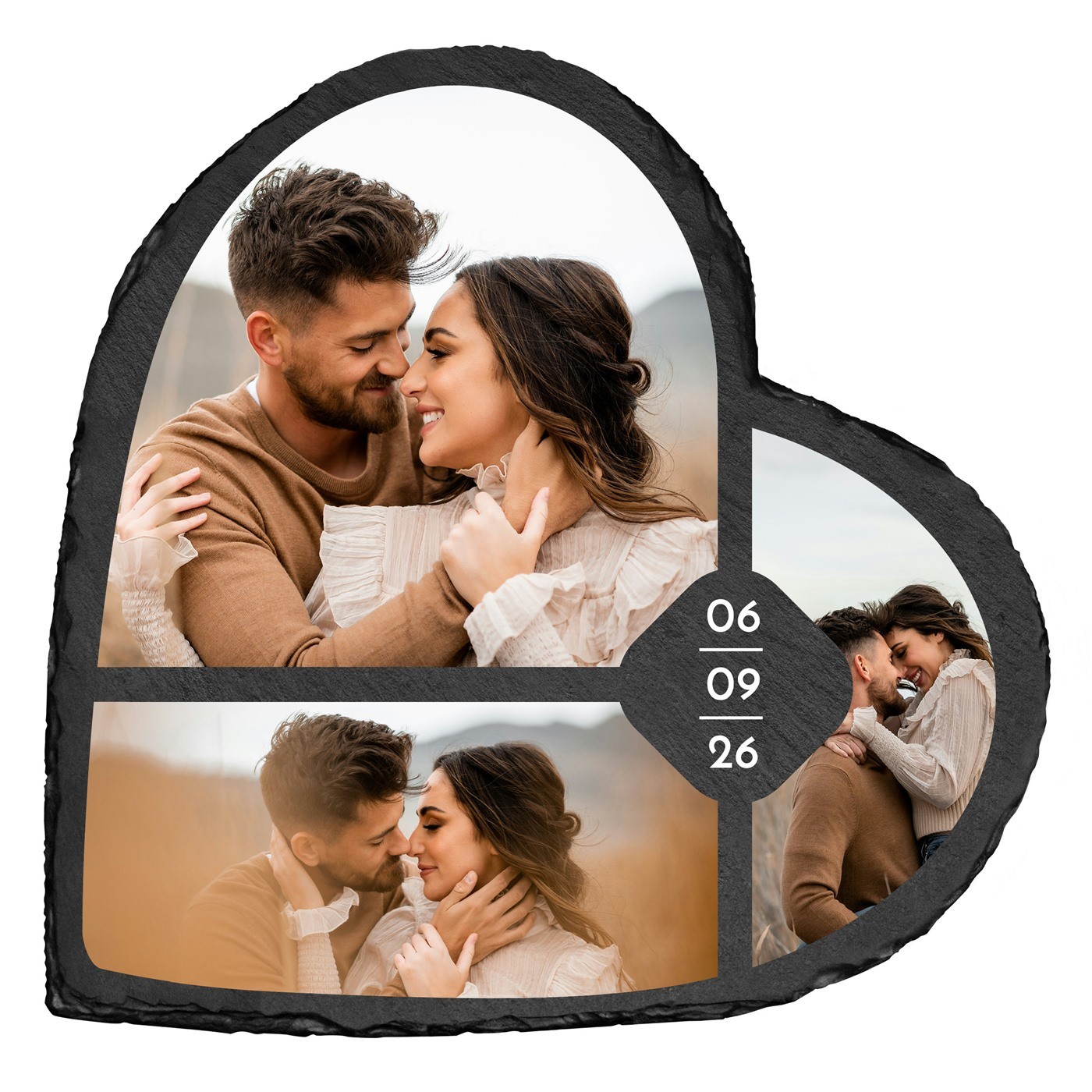Pierre en ardoise en forme de cœur avec impression avec photo pour mari et femme pour mariage