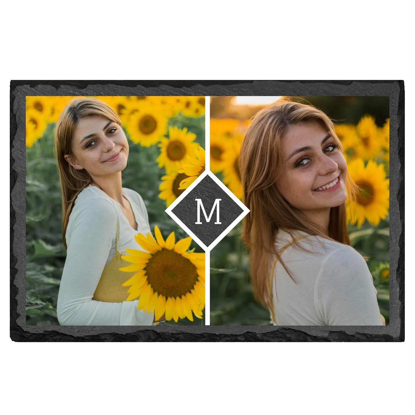 Pierre en ardoise personnalisée avec photo pour l'anniversaire d'une copine
