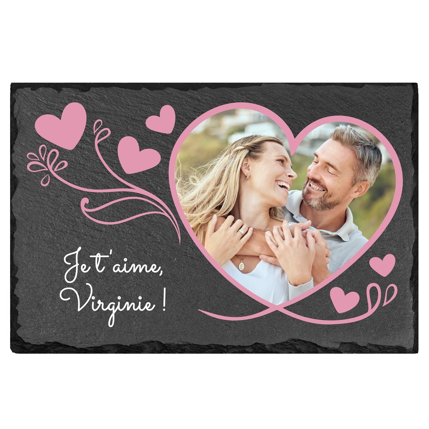 Pierre en ardoise personnalisée avec photo pour une femme pour la Saint-Valentin
