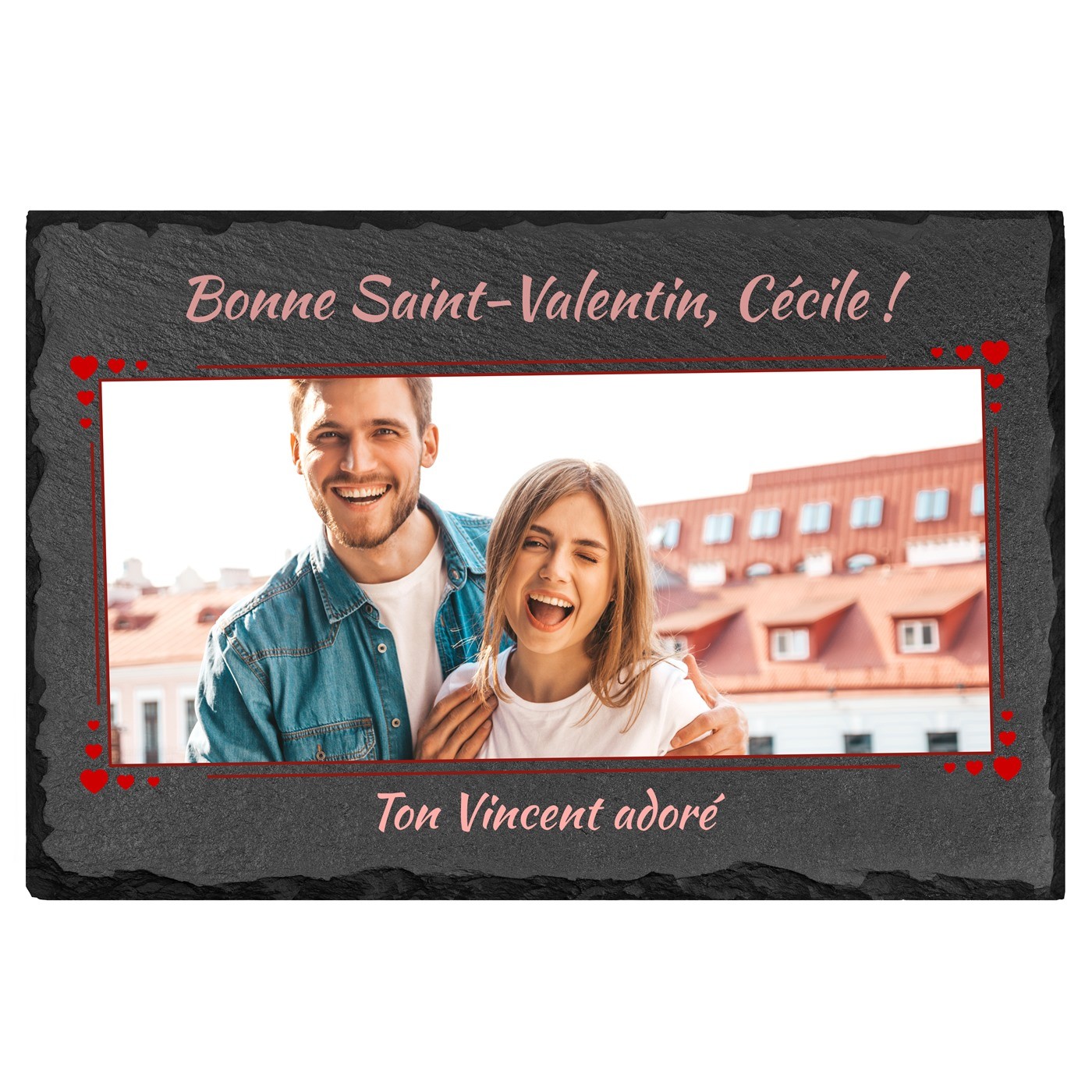 Pierre en ardoise personnalisée avec photo pour une épouse pour la Saint-Valentin