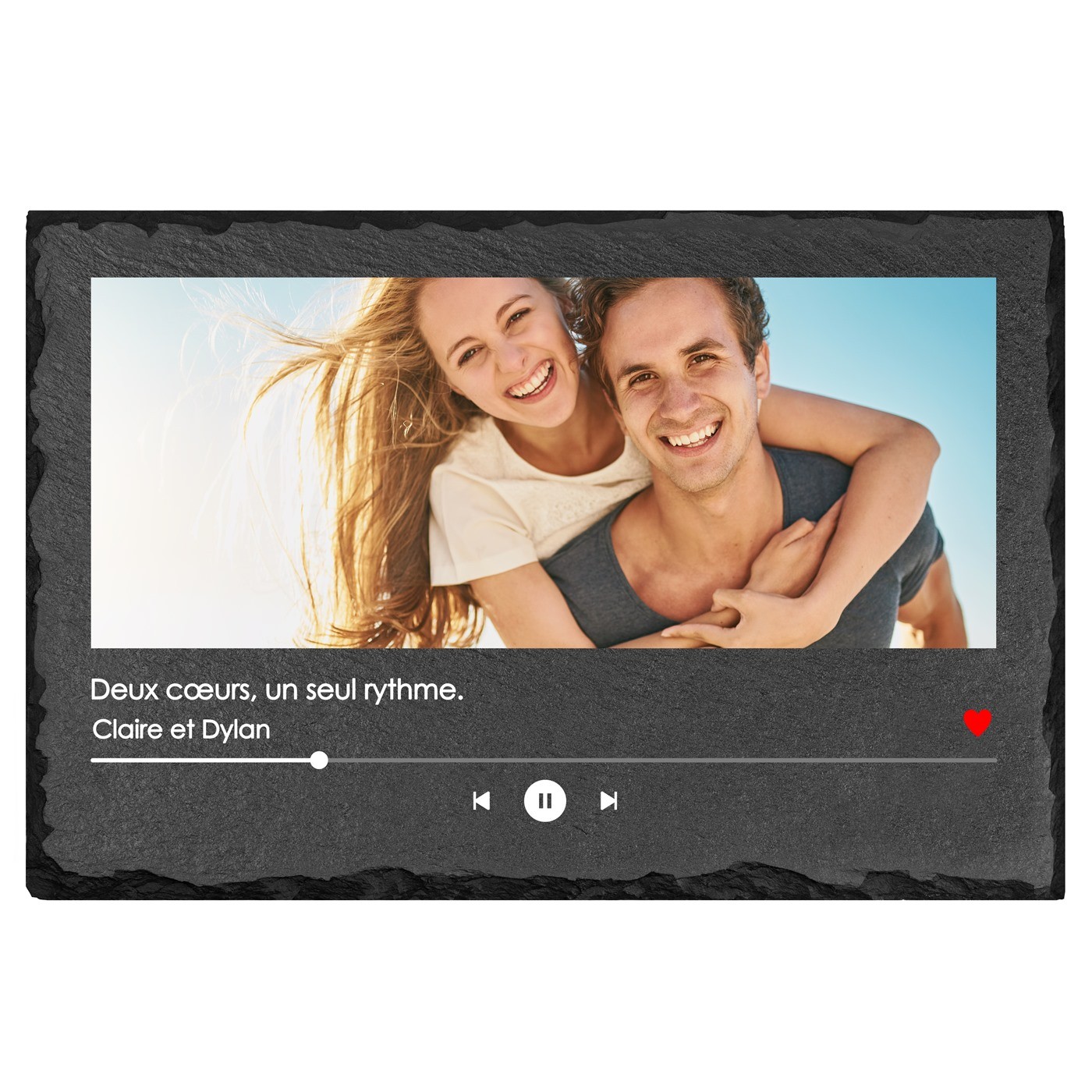 Pierre en ardoise avec impression avec photo pour mari et femme pour l'anniversaire de mariage