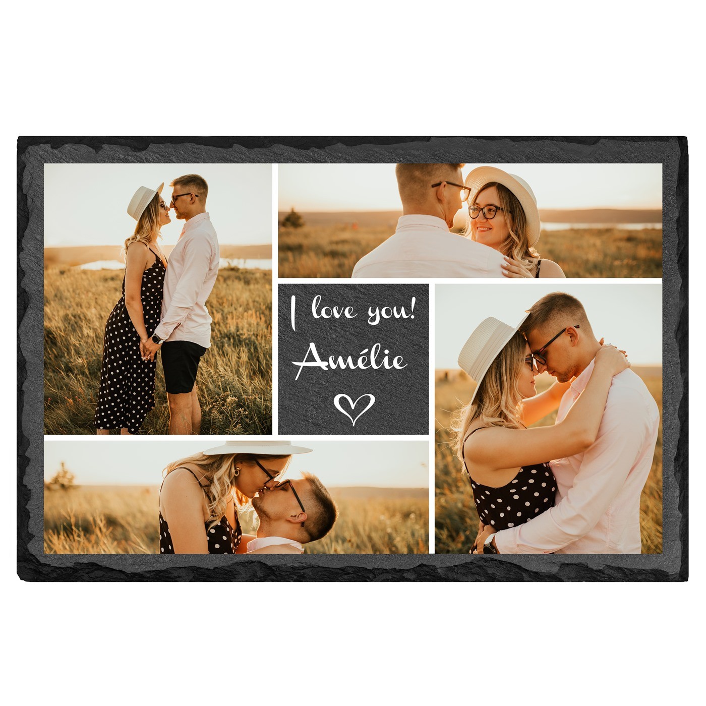Pierre en ardoise personnalisée avec photo pour une femme pour l'anniversaire de mariage