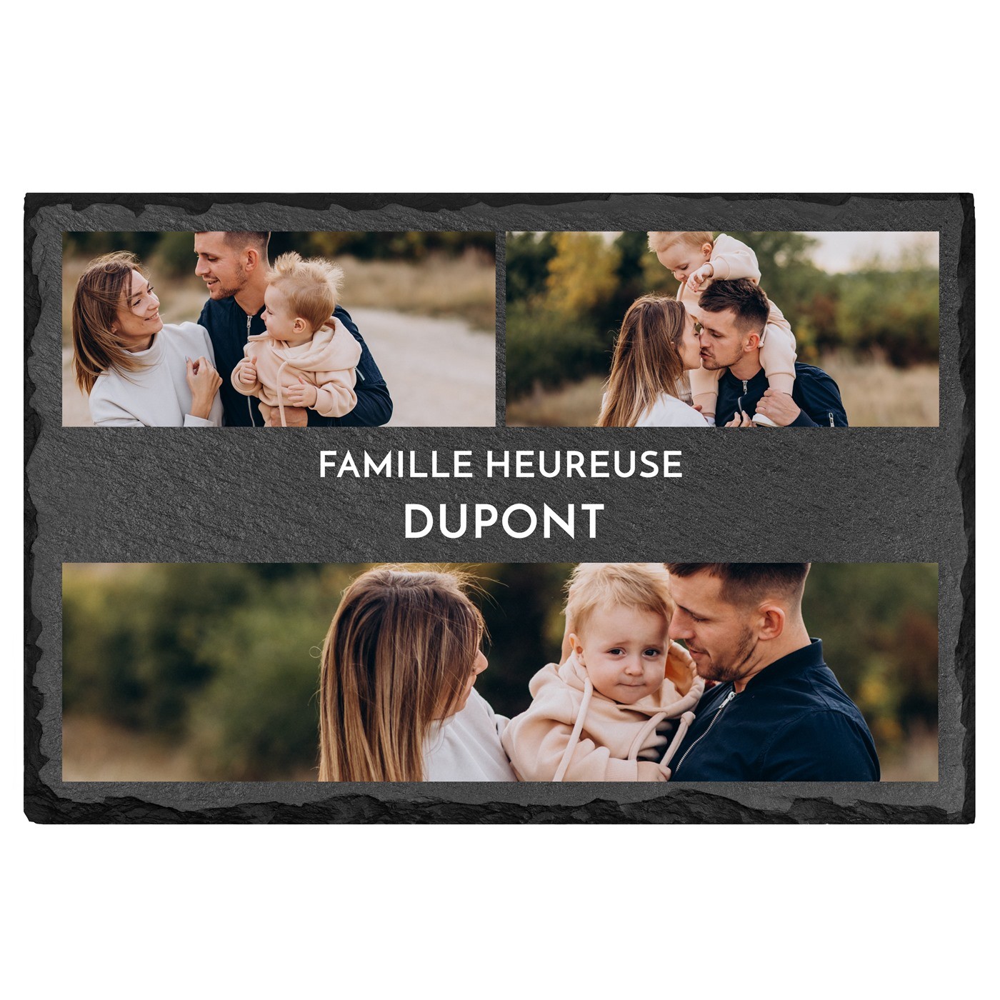 Pierre en ardoise personnalisée avec photo pour un couple pour une crémaillère