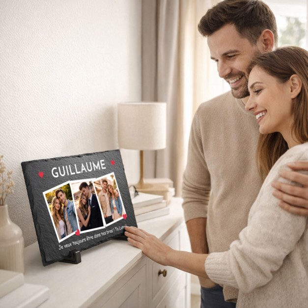 Pierre en ardoise personnalisée avec photo pour un mari pour l'anniversaire de mariage