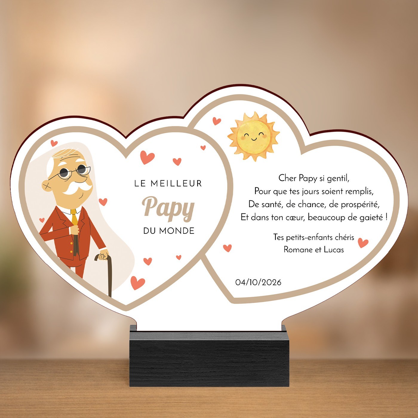 Statuette en bois avec impression pour la fête des grands-pères