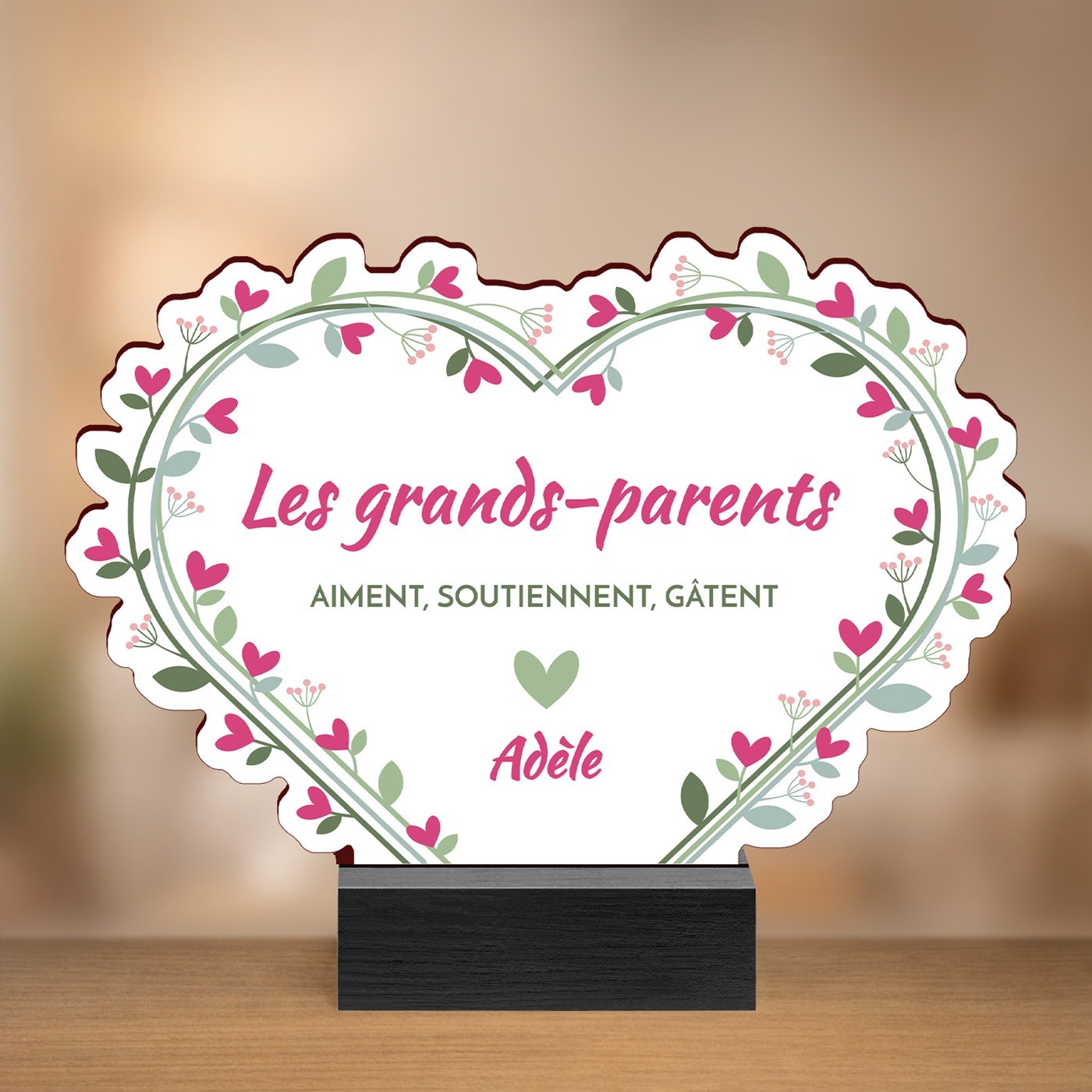 Statuette en bois personnalisée pour l'anniversaire de mariage des grands-parents