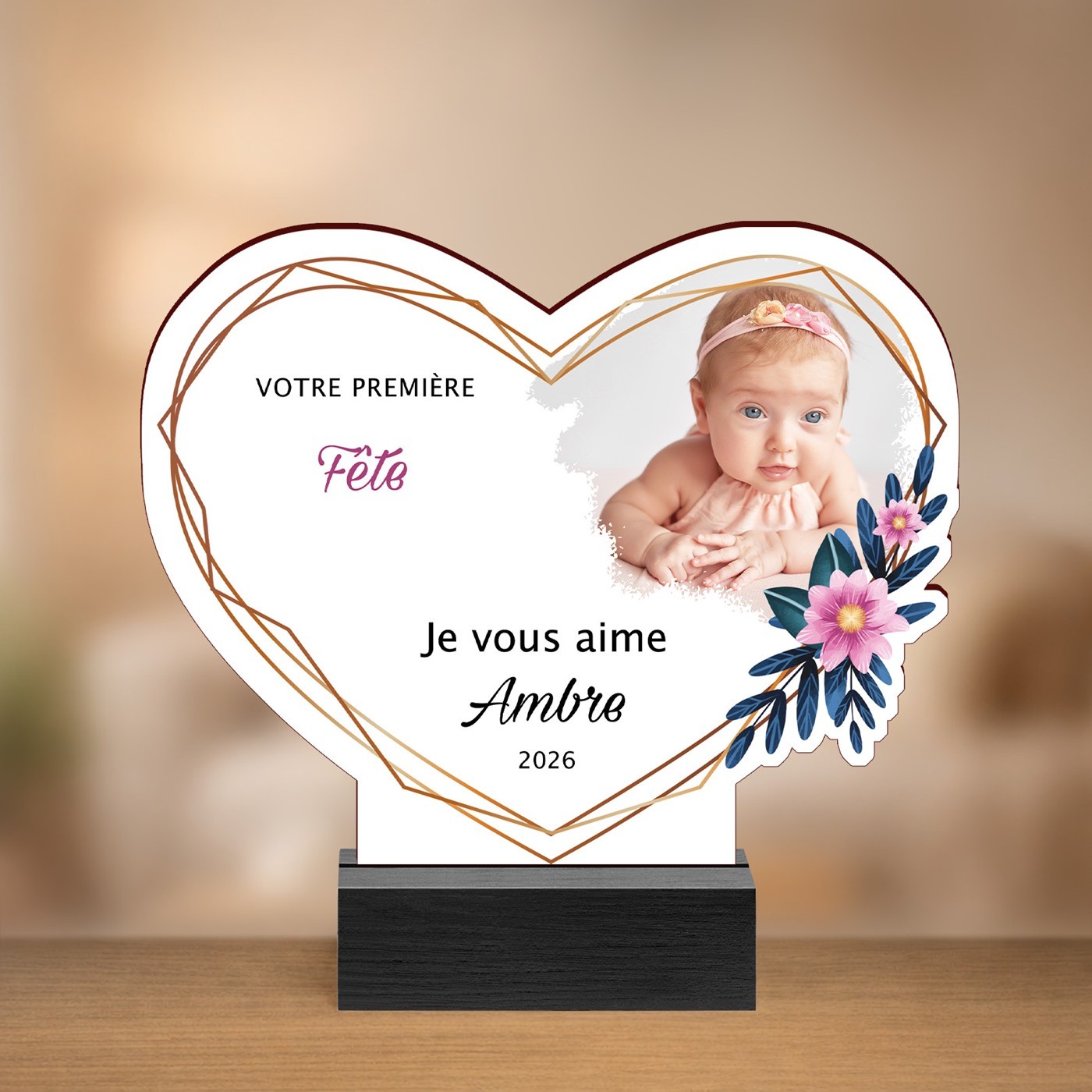 Statuette en bois avec impression avec photo pour la première fête des grands-parents