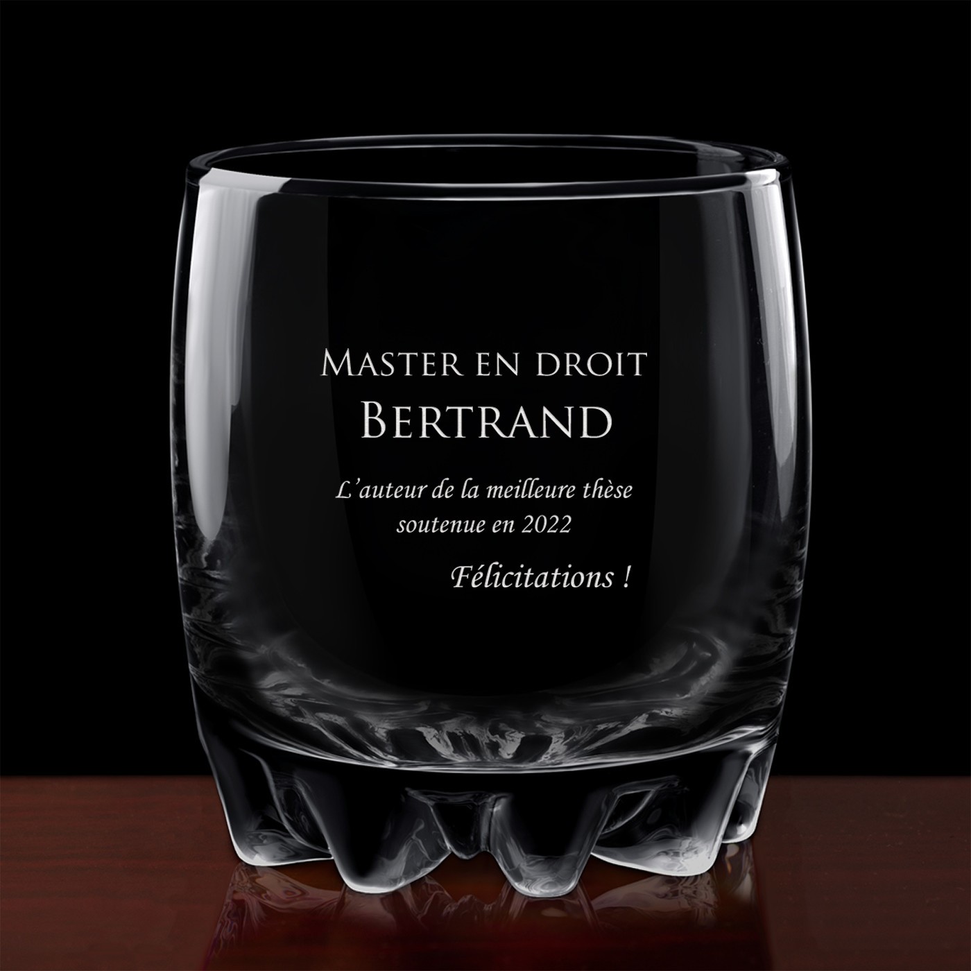 Carafe à whisky globe avec 2 verres gravés pour lui étudiant