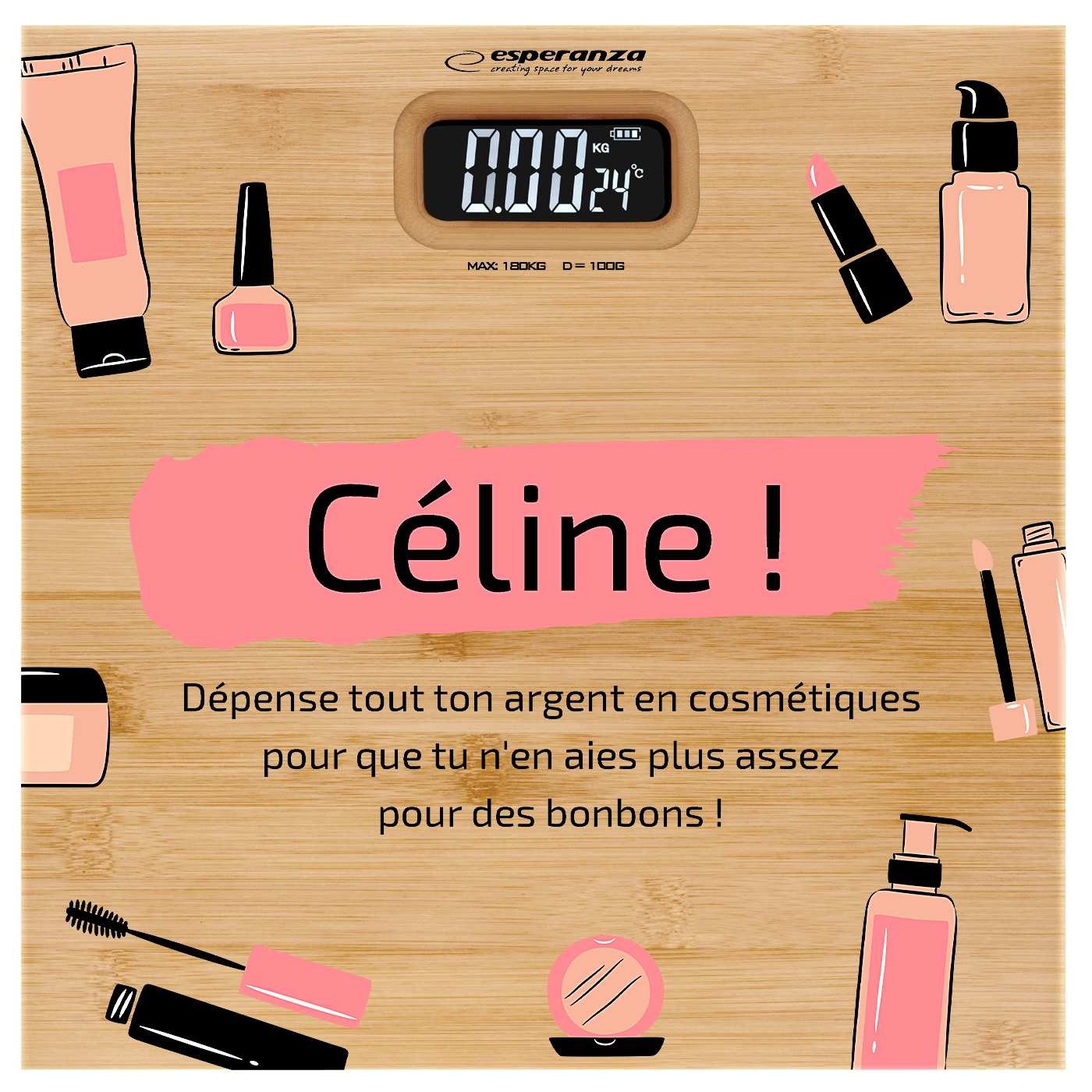 Pèse-personne en bambou personnalisé pour une amie pour une crémaillère