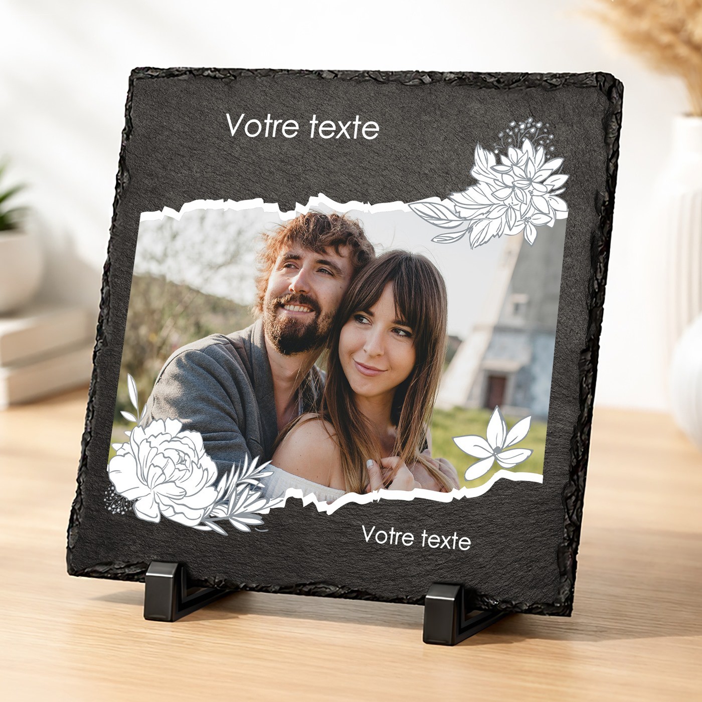 Pierre en ardoise personnalisée avec photo pour elle ou pour lui pour son anniversaire
