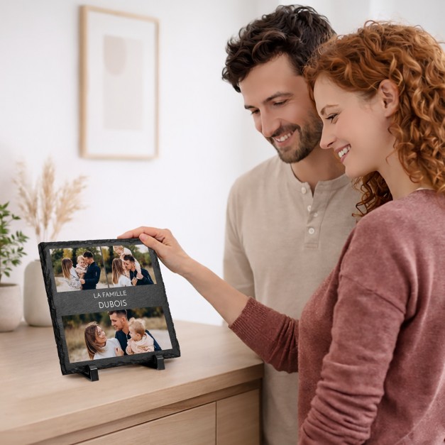 Pierre en ardoise personnalisée avec photo pour un couple pour une crémaillère