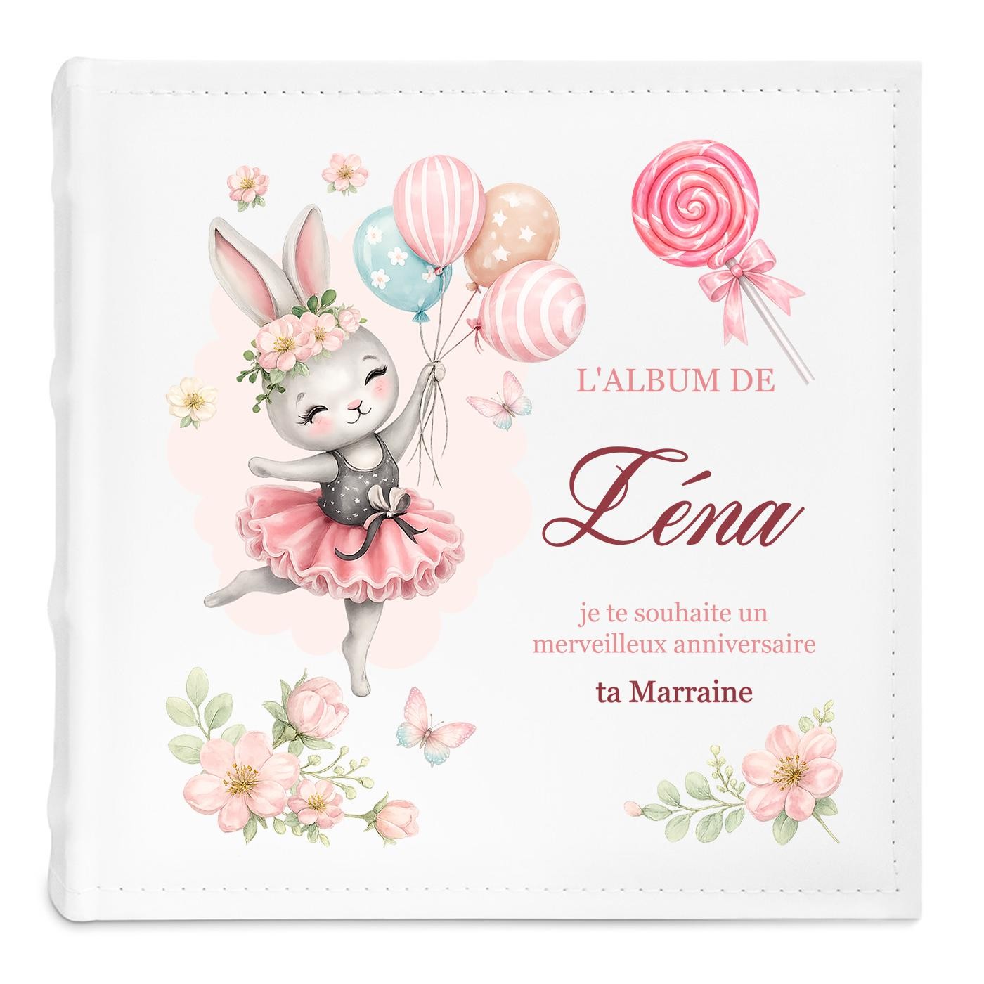 Album photo avec personnalisation pour l'anniversaire d'une filleule