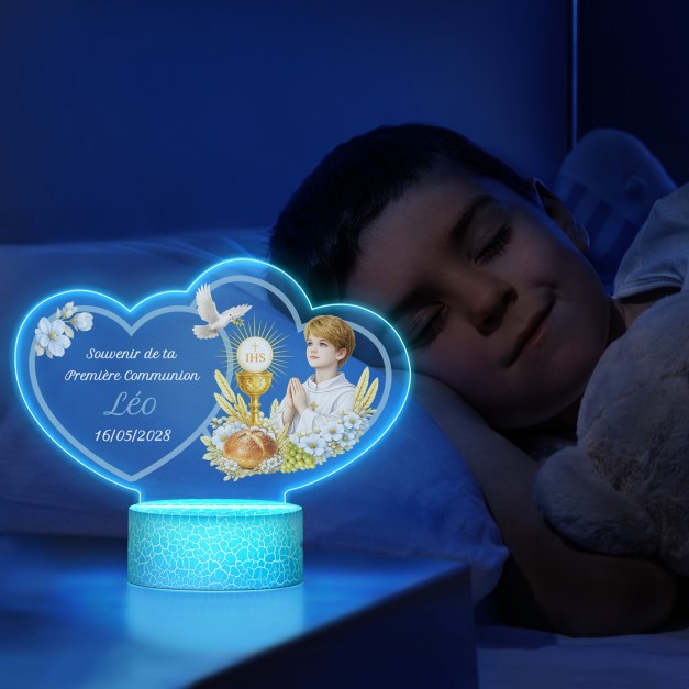 Lampe LED 3D avec impression pour la Première Communion d'un garçon