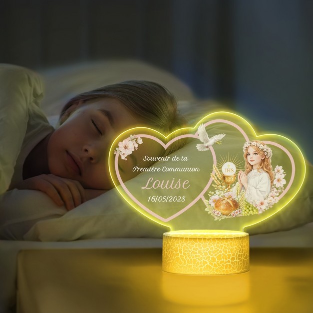 Lampe LED 3D avec impression pour la Première Communion d'une fille