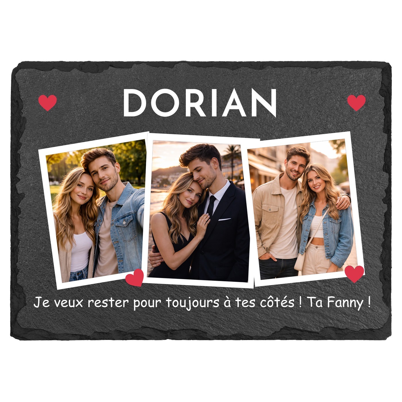 Pierre en ardoise personnalisée avec photo pour un mari pour la Saint-Valentin