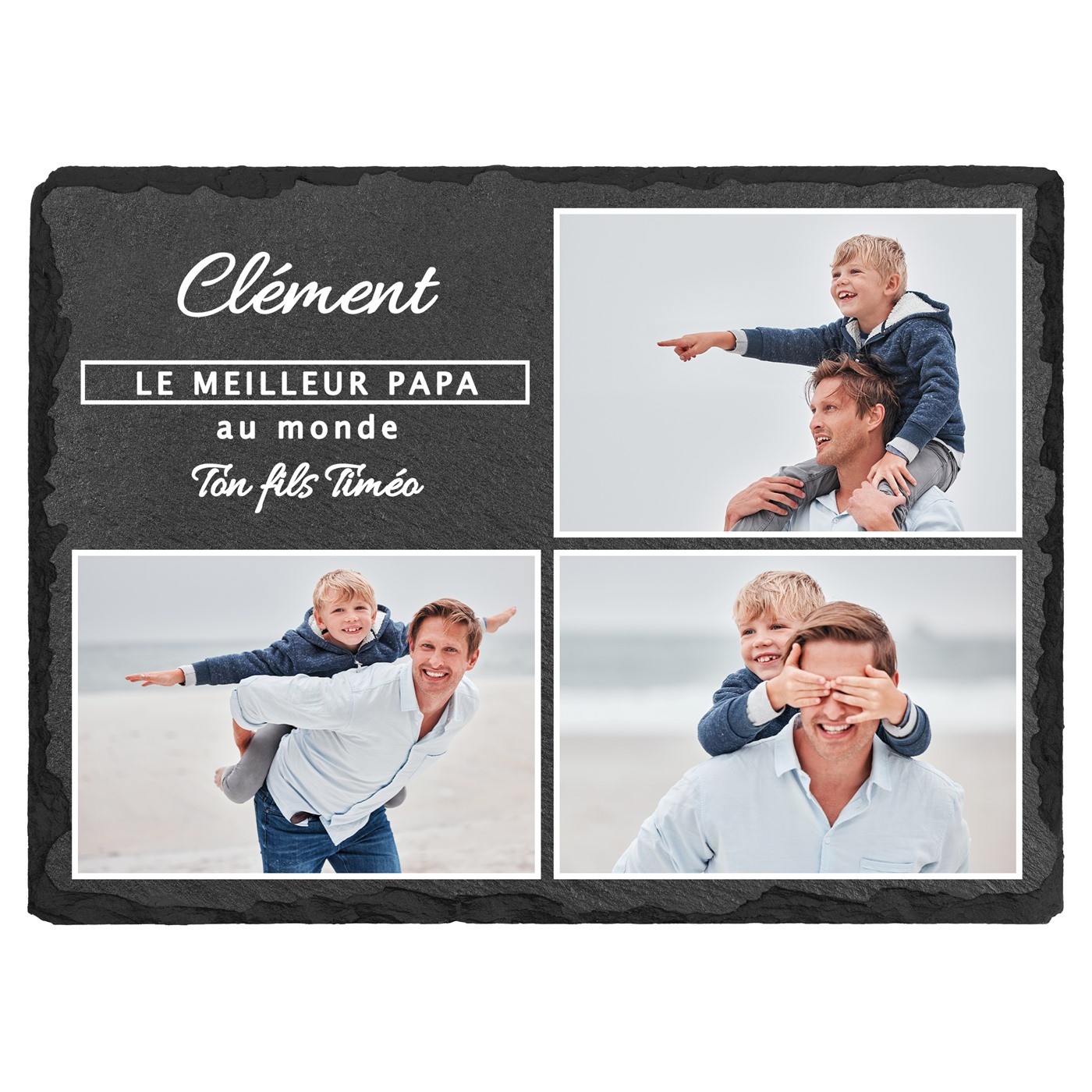 Pierre en ardoise avec impression avec photo pour la fête des pères