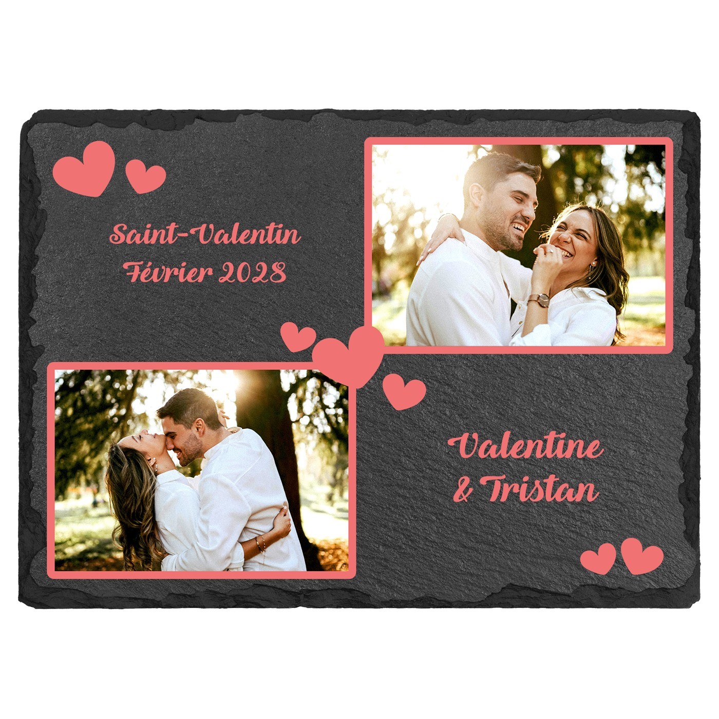 Pierre en ardoise avec impression avec photo pour mari et femme pour la Saint-Valentin