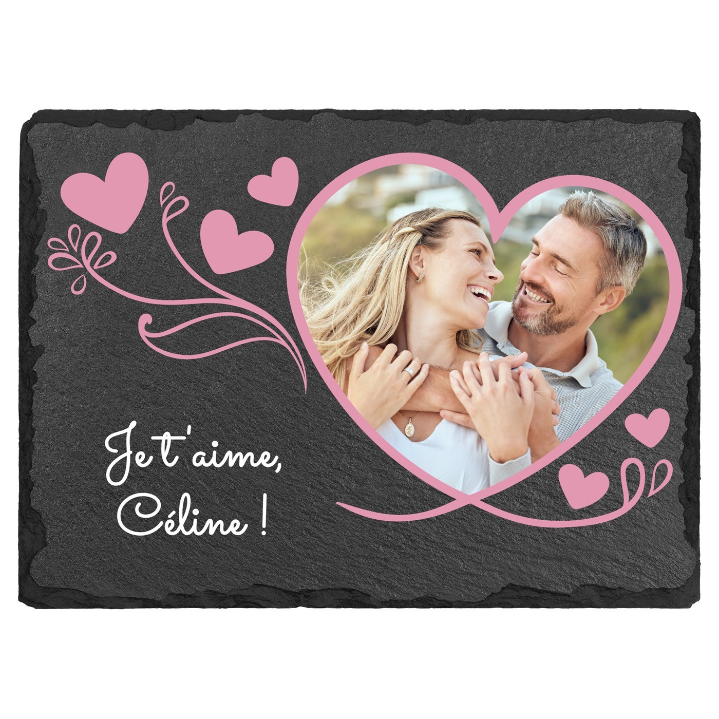 Pierre en ardoise personnalisée avec photo pour une femme pour la Saint-Valentin