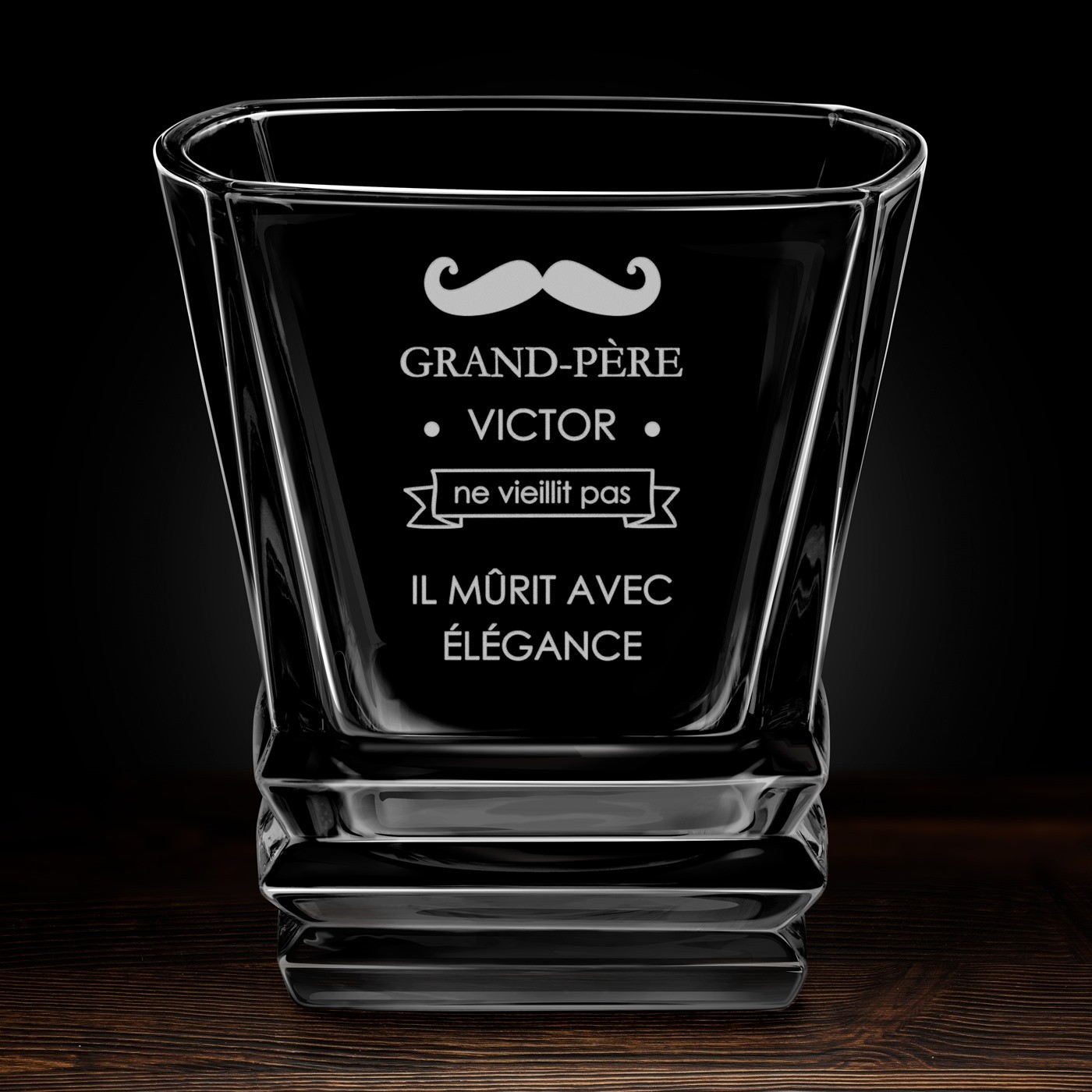 Verre à whisky Geometric avec gravure pour l'anniversaire d'un grand-père