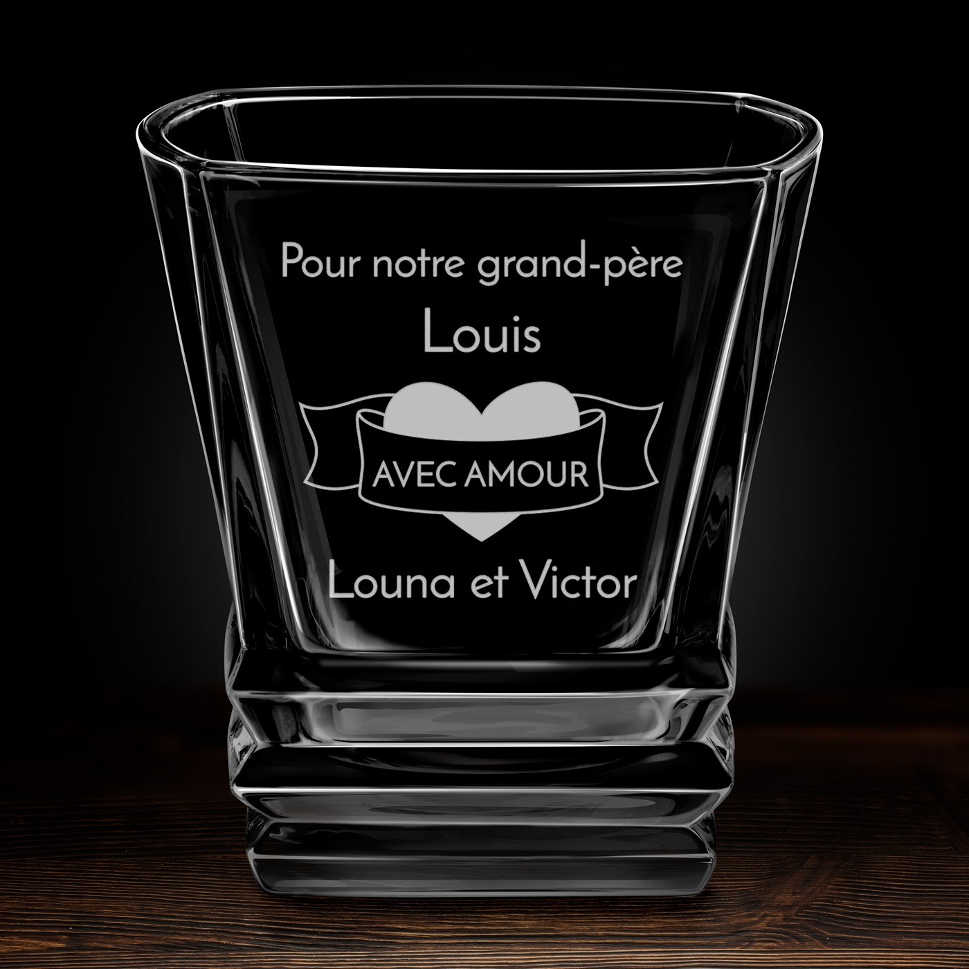 Verre à whisky Geometric personnalisé pour la fête des grand-pères