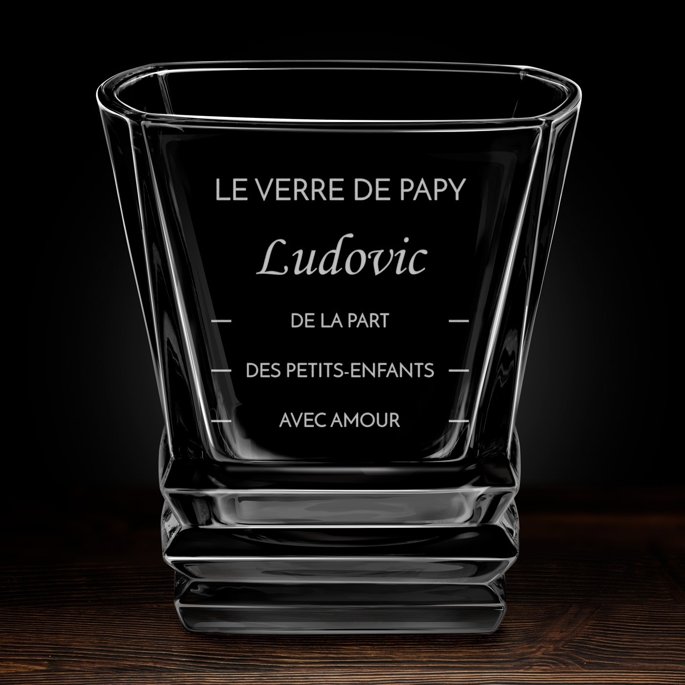 Verre à whisky Geometric personnalisé pour un papy pour Noël
