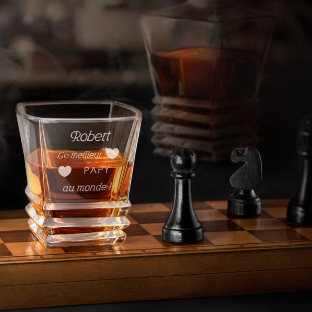 Verre à whisky Geometric avec gravure pour un meilleur papy pour son anniversaire