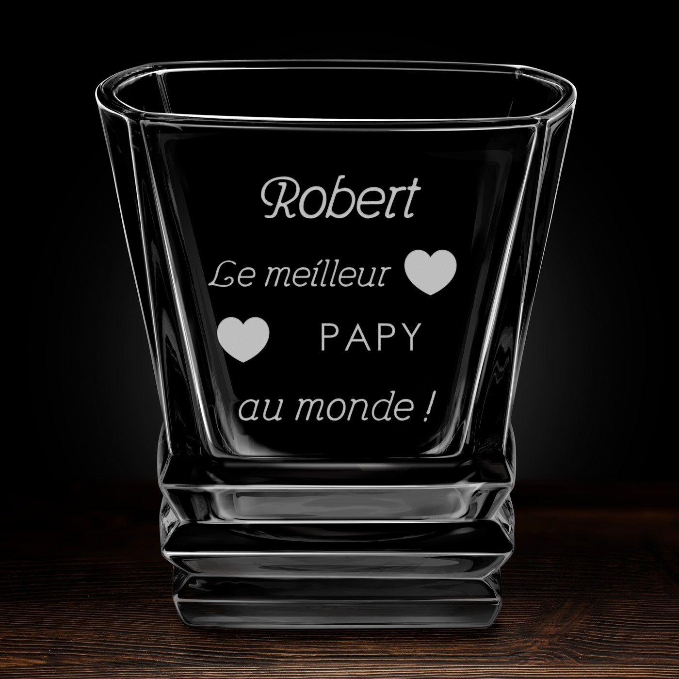 Verre à whisky Geometric avec gravure pour un meilleur papy pour son anniversaire