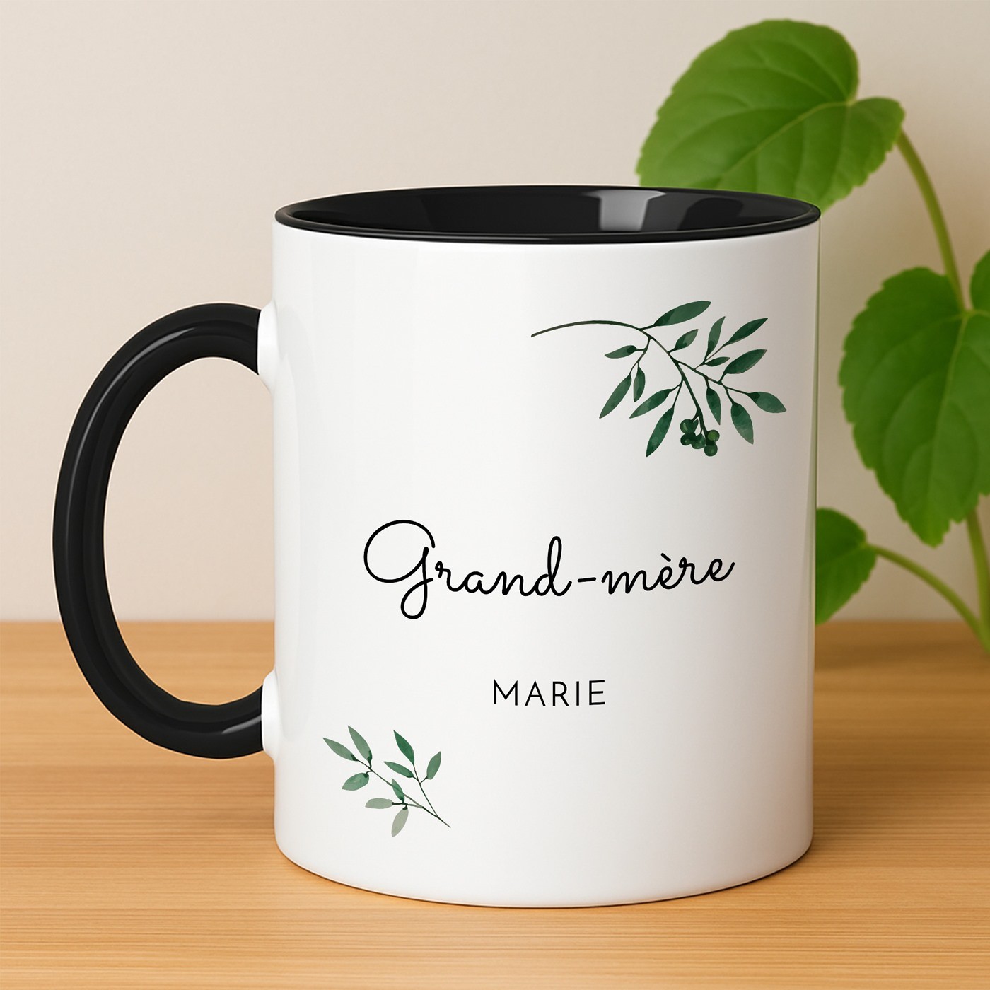 Tasse en céramique blanche et fond noir avec impression avec photo pour l'anniversaire d'une grand-mère